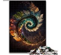 Puzzle da 1000 pezzi per adulti a forma di foglia a spirale cosmica in legno,idea regalo per le feste,opera d'arte umoristica,opera d'arte dettagliata 50x75cm per compleanno,festa,Natale,Halloween