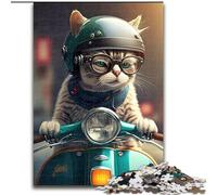 Puzzle da 1000 pezzi per adulti, a forma di gatto, in cartone, ideale come regalo di Natale, per adolescenti, antistress, originale per la famiglia(26x38cm)