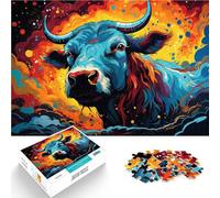 Puzzle da 1000 pezzi per adulti a forma di mucca, 26 x 38 cm, con poster e quiz abbinati
