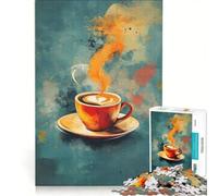 Puzzle da 1000 pezzi per adulti a forma di tazza da caffè con disegno a cuore, gioco educativo, analisi e logica, regalo per donne 50x75cm
