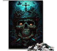 Puzzle da 1000 pezzi per adulti a forma di teschio pirata in legno,ideale per il divertimento in famiglia,il relax e come regalo di Natale Dimensioni: 50 x 75cm Per adolescenti regalo di Natale