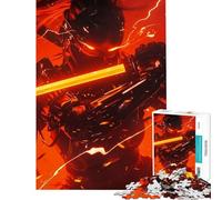 Puzzle da 1000 pezzi per adulti a tema fuoco ninja e samurai gioco educativo sfida giocattolo educativo opera d'arte regalo (dimensioni 50x75cm)