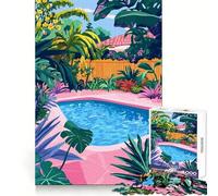 Puzzle da 1000 pezzi per adulti a tema Hawaii, con soggetto "Paradiso tropicale a bordo piscina", ideale per stimolare la mente e favorire il relax Un regalo di Natale sicuro e piacevole (38x52cm)