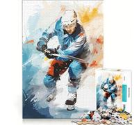 Puzzle da 1000 pezzi per adulti a tema hockey su ghiaccio, gioco divertente, decorazione perfetta, con pezzi di forma casuale completamente ad incastro 38x52cm