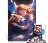 Puzzle da 1000 pezzi per adulti Abbraccio della ragazza panda rossa Sfida difficile con pezzi completamente interconnessi di forma casuale 38x26cm