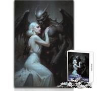 Puzzle da 1000 pezzi per adulti, abbraccio di demoni e angeli, meraviglioso per le giornate di svago pigro, giocattolo affidabile dal taglio aderente, dimensioni 38x52cm