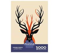 Puzzle Da 1000 Pezzi Per Adulti Abstract Deer Vector Portrait with Bold Antlers Puzzle Per Adulti Gioco Pratico Difficile Difficile E Sfida 38x26cm/1000pcs