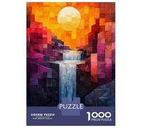 Puzzle Da 1000 Pezzi Per Adulti Abstract Waterfall Landscape with Geometric Style Puzzle Antistress Giocattoli Regali Per Donne Regali Unici Per Compleanno E Natale 52x38cm/1000pcs
