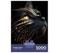 Puzzle Da 1000 Pezzi Per Adulti Abyssinian Black Cat with Golden Pattern Puzzle Per Adulti Giocattoli Antistress Regali Per Donne È Ideale Come Regalo 52x38cm/1000pcs