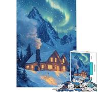 Puzzle da 1000 pezzi per adulti accogliente baita sotto l'aurora boreale giochi rilassanti giocattoli educativi regali di compleanno per donne (dimensioni 50x75cm)