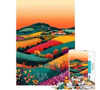 Puzzle da 1000 pezzi per adulti accogliente tramonto italiano sulle colline illustrazione artistica minimalista gioco impossibile per gioco educativo sfida giocattolo regalo per migliorare la memoria
