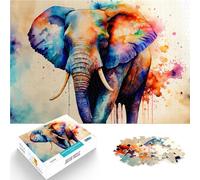 Puzzle da 1000 pezzi per adulti Acquerello di elefante colorato Vacanza a casa: uccidere il tempo perché è ideale come regalo per tutta la famiglia 50x70cm