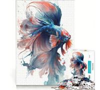 Puzzle da 1000 pezzi per adulti acquerello pesci siamesi combattenti gioco impossibile sfida difficile rafforza l'amore tra le coppie 38x52cm