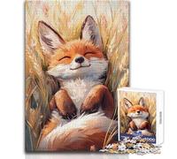 Puzzle da 1000 pezzi per adulti, adorabile volpe che si rilassa nei campi di grano dorato, gioco educativo, attività per la famiglia, regali di Babbo Natale segreto, dimensioni 38x26cm