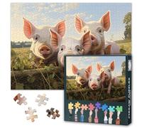 Puzzle da 1000 pezzi per adulti - adorabili maialini nel prato al tramonto con erba dorata puzzle 1000 pezzi, puzzle per adulti più cool - 69,8 x 50 cm