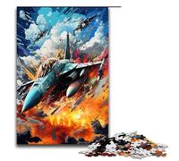 Puzzle da 1000 pezzi per adulti aerei da combattimento circondati da schizzi puzzle colorato gioco pratico 75x50 cm