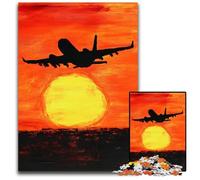Puzzle da 1000 pezzi per adulti, Aereo al tramonto, puzzle in legno, antistress, per trascorrere il tempo in casa, un'opera d'arte per bambini dai 14 anni in su, 50x75cm