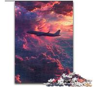 Puzzle da 1000 pezzi per adulti, aereo tra nuvole al neon, realizzato in cartone, per adolescenti e famiglie, gioco rompicapo fai da te, regalo 1000 pezzi(26x38cm)