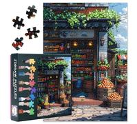 Puzzle da 1000 pezzi per adulti, affascinante angolo di città con piccolo negozio che mostra frutta e verdura fresca, puzzle da 1000 pezzi per adulti, arte rustica della scena del mercato (69,8 x 50