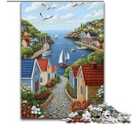 Puzzle da 1000 pezzi per adulti, affascinante puzzle di un villaggio costiero per adulti 50x75cm per feste, compleanni e serate di giochi in famiglia