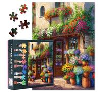 Puzzle da 1000 pezzi per adulti, affascinante scena di negozi di fiori con bouquet in fiore e piante in vaso, puzzle da 1000 pezzi, arte botanica (69,8 x 50 cm)