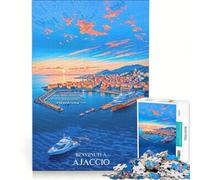Puzzle da 1000 pezzi per adulti Affiche Ajaccio Ciel Coucher Soleil | 38x26cm Sfida difficile Interessante riduzione dello stress Regali di Natale e compleanno