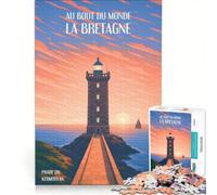 Puzzle da 1000 pezzi per adulti, Affiche Phare Du Kermorvan, giochi per famiglie, passatempo per le vacanze a casa, regali unici per compleanno e Natale 50x75cm