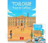 Puzzle da 1000 pezzi per adulti, Affiche Place Du Capitole, giochi per famiglie, passatempo per le vacanze a casa, regali unici per compleanno e Natale 50x75cm