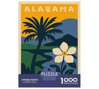 Puzzle Da 1000 Pezzi Per Adulti Alabama State Illustration with Palm Tree Puzzle Per Adulti Gioco Rompicapo Assemblaggio Di Modelli Difficile E Impegnativo 70x50cm/1000pcs