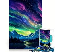 Puzzle da 1000 pezzi per adulti,Alaska Aurora Pixel Art,bordi sottili,gioco creativo,divertente e rilassante,regalo di compleanno/hobby (50x75cm)