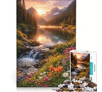 Puzzle da 1000 pezzi per adulti, Alba dorata in montagna, gioco rilassante, decorazione per la casa, ideale come regalo per tutta la famiglia 38x52cm
