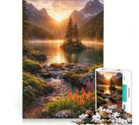 Puzzle da 1000 pezzi per adulti, Alba dorata nella natura tranquilla, gioco pratico, decorazione da parete, adatto per la decorazione della scrivania 38x52cm