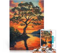 Puzzle da 1000 pezzi per adulti albero al tramonto in autunno giocattoli educativi per l'apprendimento è ideale come regalo per tutta la famiglia 52x38cm