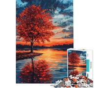 Puzzle da 1000 pezzi per adulti Albero al tramonto in autunno Gioco divertente e antistress per genitori e figli Interazione genitore-figlio (Dimensioni 50x75cm)