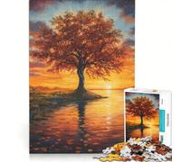 Puzzle da 1000 pezzi per adulti: Albero al tramonto in autunno gioco rompicapo difficile per rafforzare l'amore tra le coppie 50x75cm