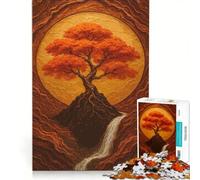 Puzzle da 1000 pezzi per adulti, albero autunnale con cascata, arte Kintsugi, gioco rompicapo, impegnativo da completare, rafforza l'amore tra le coppie, 50x75cm