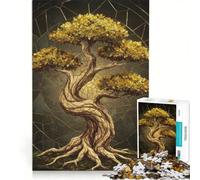 Puzzle da 1000 pezzi per adulti, albero bonsai dorato, gioco rilassante, assemblaggio di motivi, lista dei desideri con Babbo Natale 50x75cm