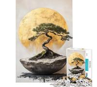 Puzzle da 1000 pezzi per adulti albero bonsai e luna dorata Giocattolo da parete antistress regalo di compleanno regalo di viaggio (38x26cm)