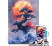 Puzzle da 1000 pezzi per adulti: albero bonsai, luna e onde dell'oceano, gioco educativo, decorazione per la casa, collezione d'artista, belle arti 38x26cm