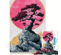 Puzzle da 1000 pezzi per adulti Albero Bonsai,Sole Rosa,Incastro perfetto,Gioco di logica,Regalo,Momento di relax,Divertimento per il compleanno 50x75cm