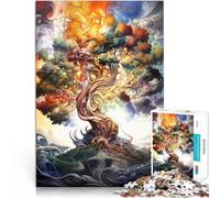 Puzzle da 1000 pezzi per adulti Albero della vita Difficile da completare ma divertente e umoristico Lista dei desideri con Babbo Natale 52x38cm