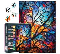 Puzzle da 1000 pezzi per adulti - Albero della vita, vivace opera d'arte astratta, design ad albero colorato, puzzle per adulti di alta qualità (70 x 50 cm)