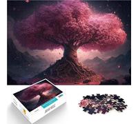 Puzzle da 1000 pezzi per adulti Albero di ciliegio in fiore Fatto di legno,per età 14+ Giochi divertenti Idee regalo。misurare:50x75cm/19.68x29.52pollice