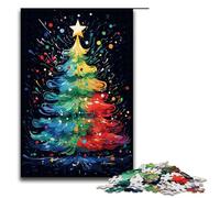 Puzzle da 1000 pezzi per adulti albero di Natale circondato da schizzi nel cielo opera d'arte regalo di compleanno arte murale 75x50 cm