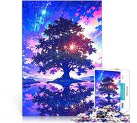 Puzzle da 1000 pezzi per adulti Albero in silhouette sotto il cielo stellato Giocattoli da gioco perché è ideale come regalo per tutta la famiglia 52x38cm