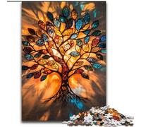 Puzzle da 1000 pezzi per adulti, albero in vetro colorato, giocattolo educativo intellettuale decomprimente, regalo di compleanno (dimensioni 26x38cm)