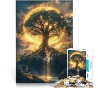 Puzzle da 1000 pezzi per adulti Albero mistico con aura dorata Per il divertimento in famiglia Migliorare l'amore tra le coppie 52x38cm