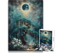 Puzzle da 1000 pezzi per adulti Albero mistico sotto una luna splendente Regali per donne Giochi divertenti per 14+ Gioco di puzzle offerto (dimensioni 38x26cm)