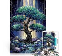Puzzle da 1000 pezzi per adulti Albero scuro in vetro colorato Gioco intellettuale giocattolo offerte come regali per tutta la famiglia 52x38cm