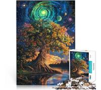 Puzzle da 1000 pezzi per adulti Albero sotto il cielo stellato Fatto di legno，Adatto a partire dai 14 anni Gioco educativo per famiglie Regalo divertente。misurare：50x75cm/19.68x29.52pollice
